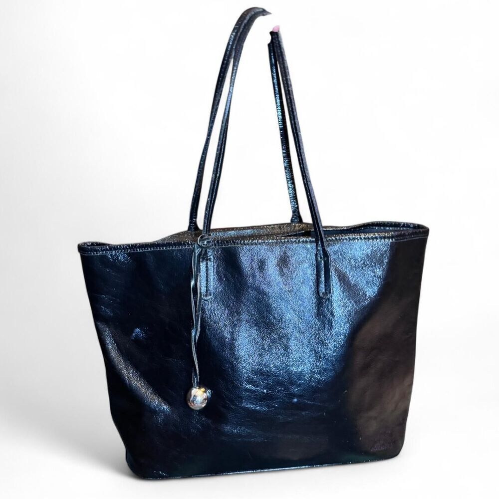 Furla Black Leather Tote Shoulder Bag Made In Italy Large Work Shopper